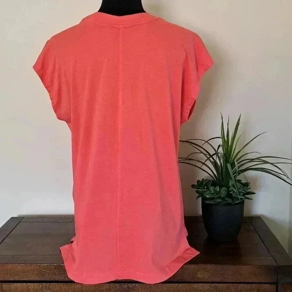 Banana Republic V-neck Top Coral Orange Sleeveless Medium Cotton blend NEW - Picture 3 of 11